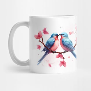 Valentine Kissing Swallow Bird Couple Mug